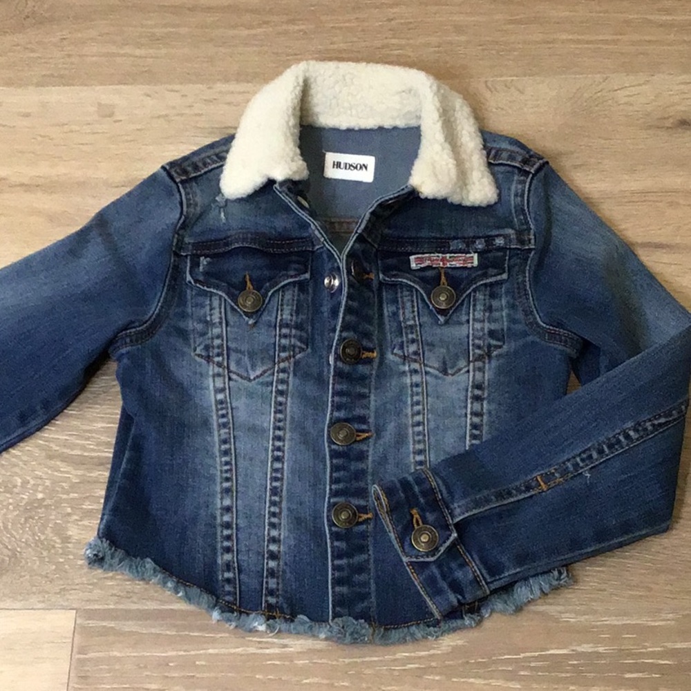 Hudson girls sherpa collar jean jacket size 4